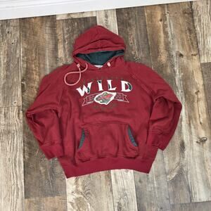 Minnesota Wild Hoodie NHL Old Time Hockey Red Pullover XL Y2K Distressed